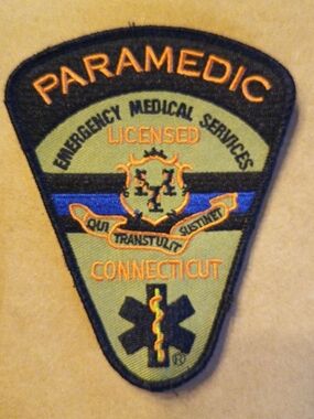 EMS Paramedic Connecticut Licensed Embroidered Patch - Olive Green & Black